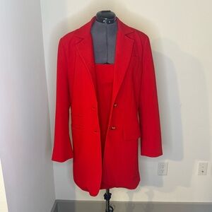 Le Al.X Structured 2 Piece Set Red Dress and Over Sized Blazer Size XS